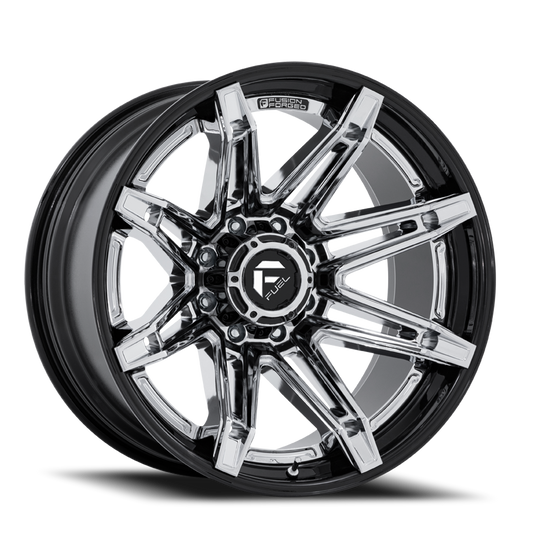 Aluminum 20X10 Brawl FC401PB Chrome/Gloss Black Lip Fuel Off Road Wheels