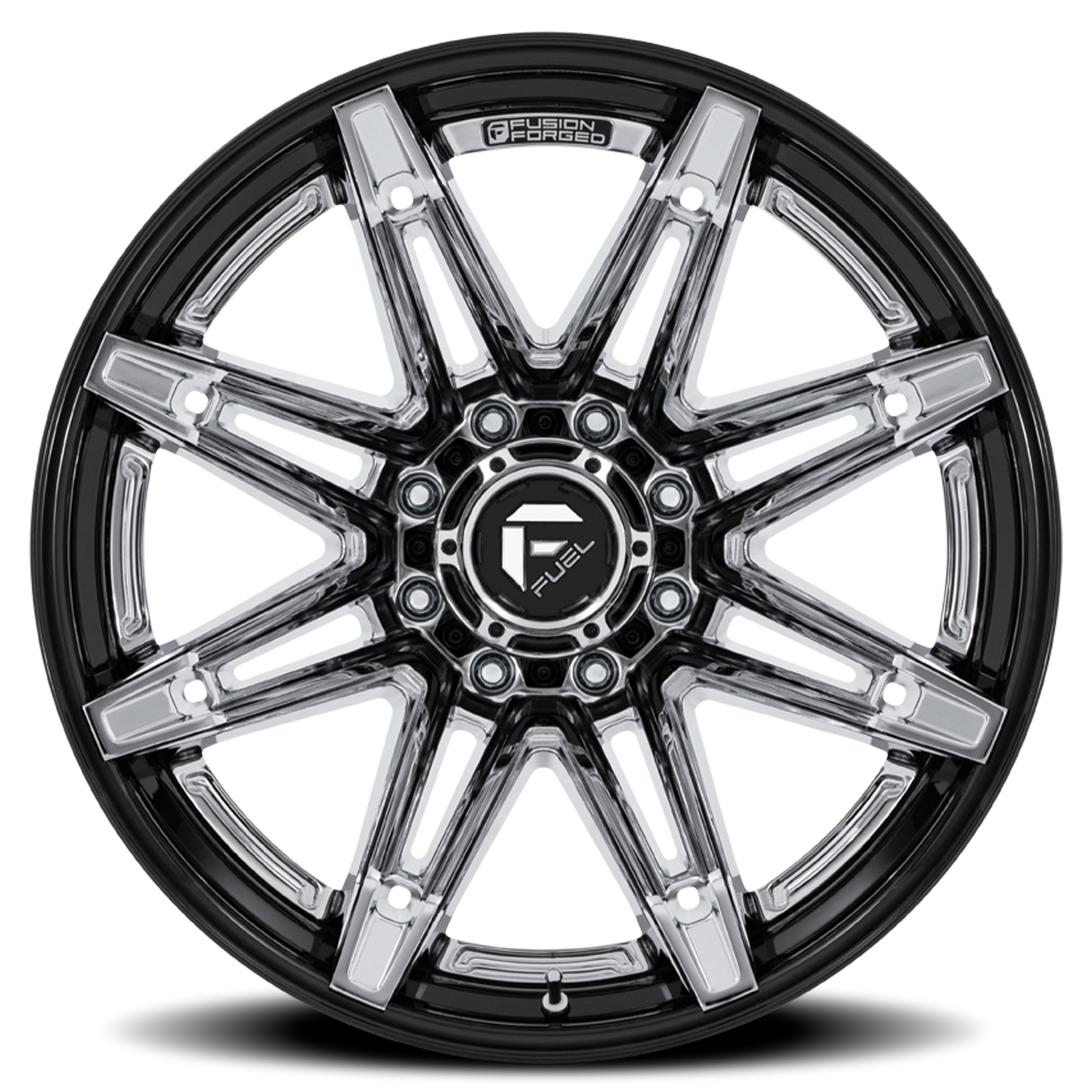 Aluminum 20X10 Brawl FC401PB Chrome/Gloss Black Lip Fuel Off Road Wheels-2