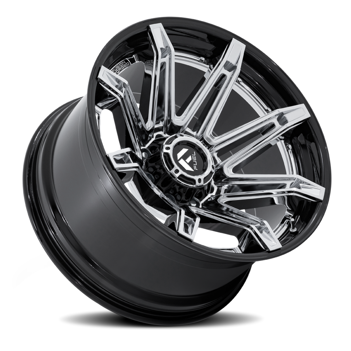 Aluminum 24X12 Brawl FC401PB Chrome/Gloss Black Lip Fuel Off Road Wheels-1