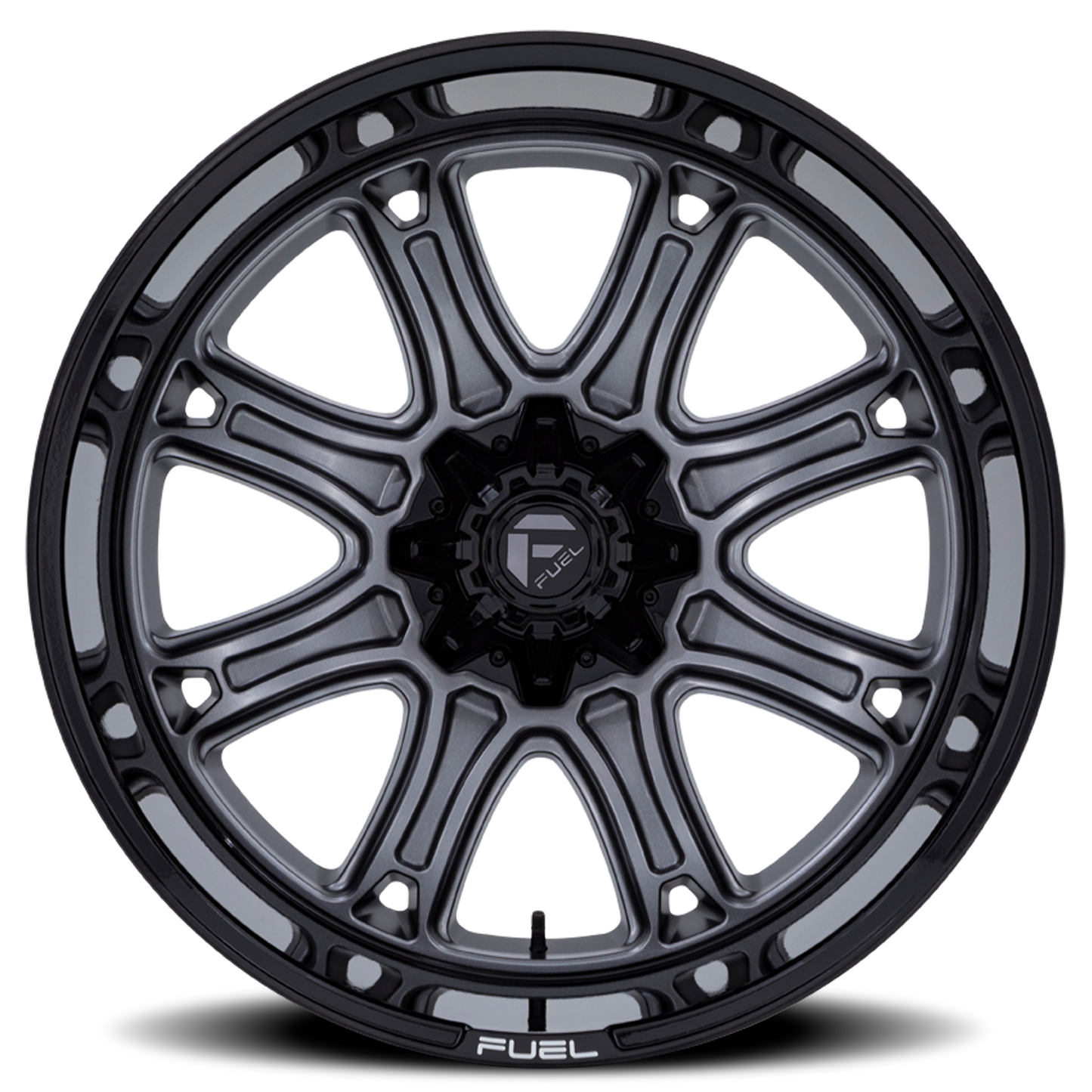 Aluminum 20X10 Darkstar FC853AB Matte Gunmetal Gray/Black Lip Fuel Off Road Wheels-17