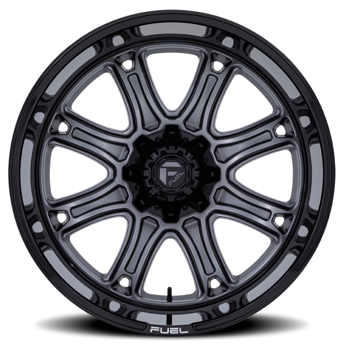 Aluminum 20X10 Darkstar FC853AB Matte Gunmetal Gray/Black Lip Fuel Off Road Wheels-17