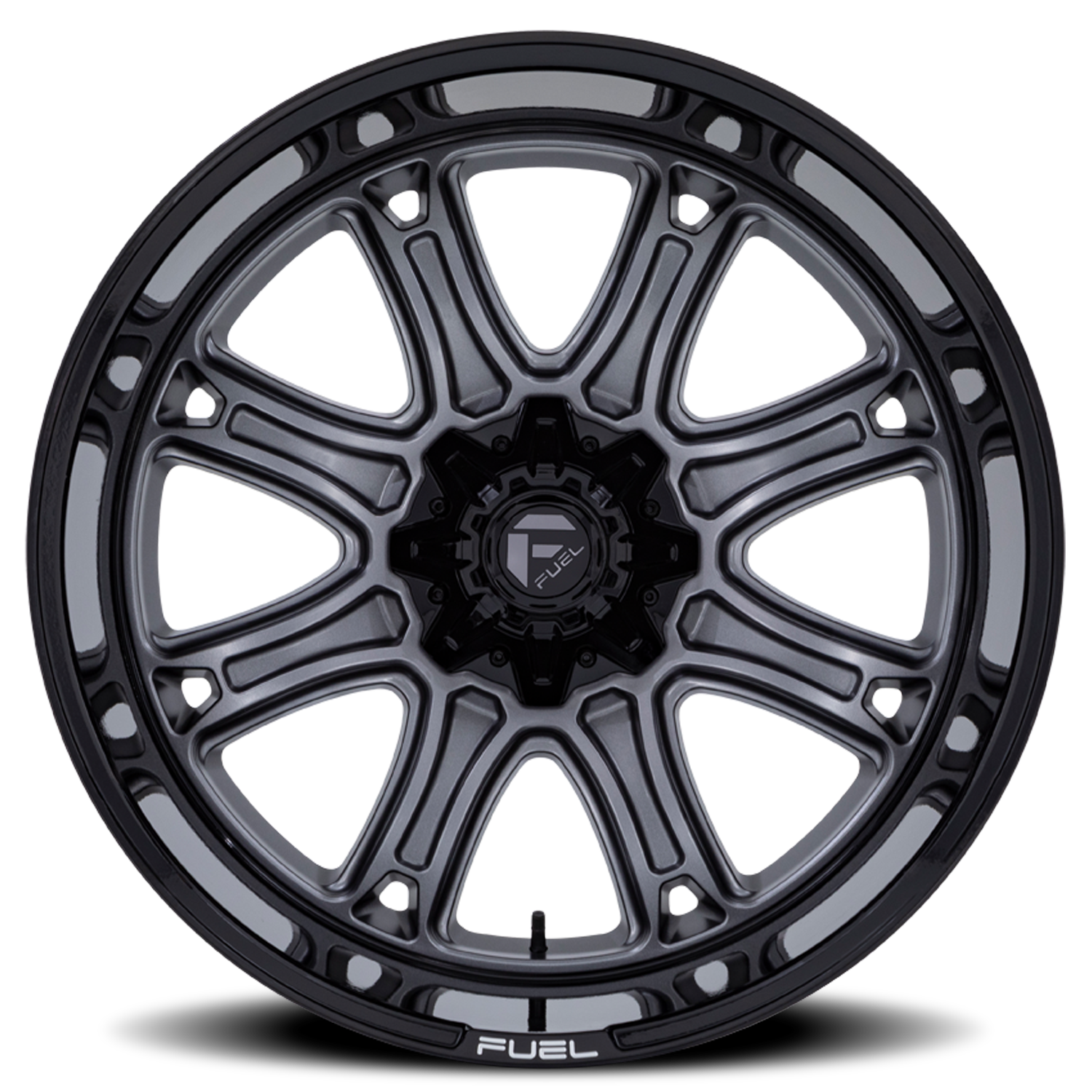 Aluminum 20X10 Darkstar FC853AB Matte Gunmetal Gray/Black Lip Fuel Off Road Wheels-5
