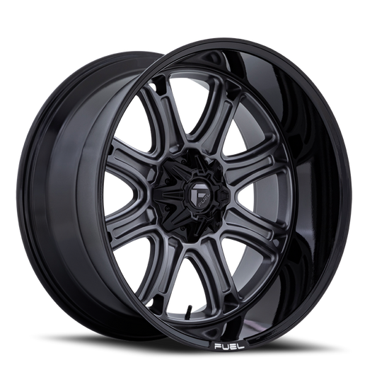 Aluminum 20X10 Darkstar FC853AB Matte Gunmetal Gray/Black Lip Fuel Off Road Wheels