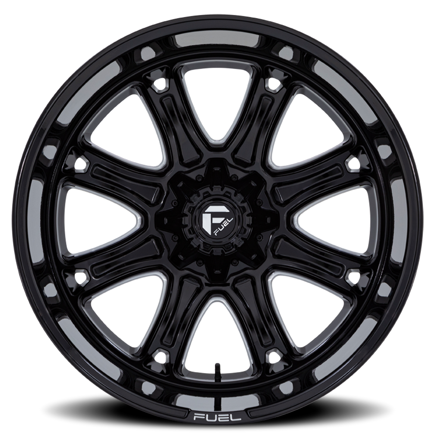 Aluminum 20X10 Darkstar FC853BE Gloss Black Milled Fuel Off Road Wheels-11