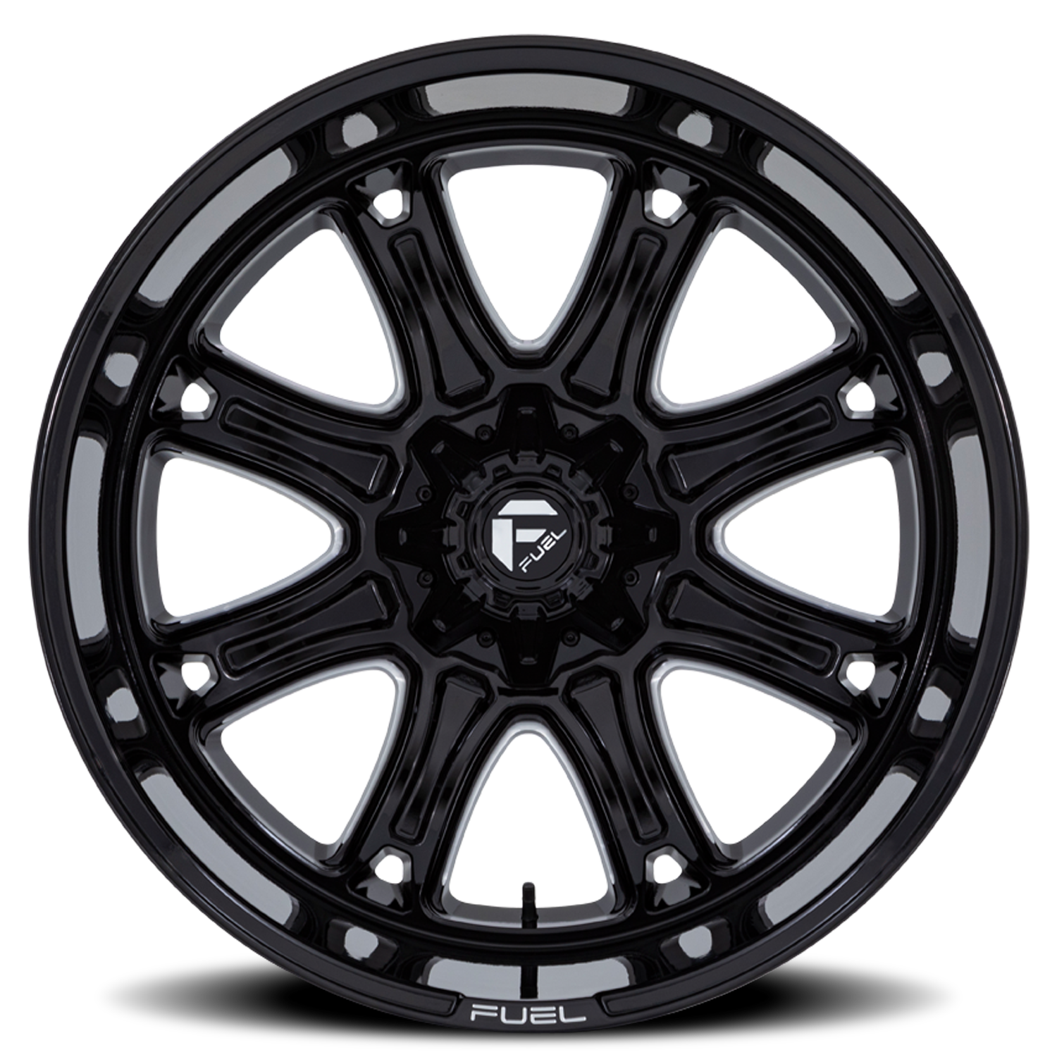 Aluminum 20X10 Darkstar FC853BE Gloss Black Milled Fuel Off Road Wheels-11