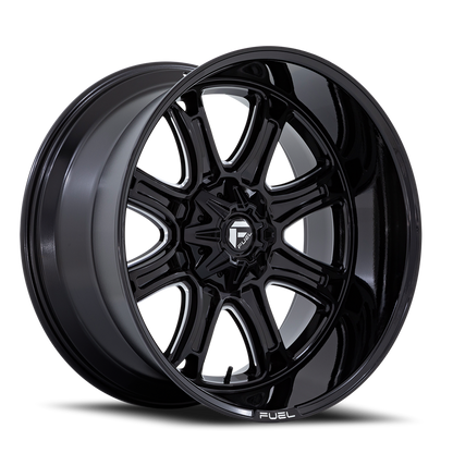 Aluminum 20X10 Darkstar FC853BE Gloss Black Milled Fuel Off Road Wheels-15