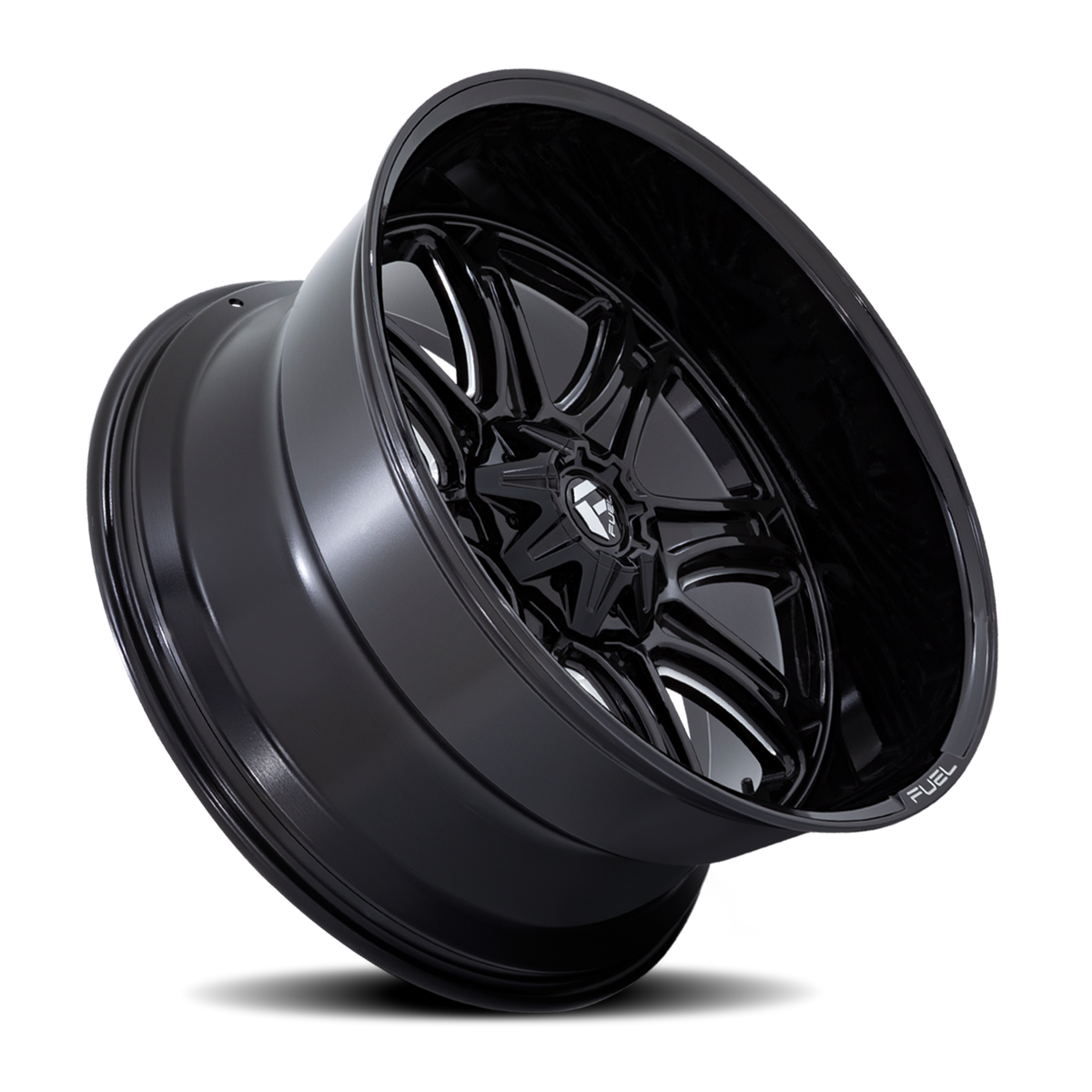 Aluminum 22X10 Darkstar FC853BE Gloss Black/Milled Fuel Off Road Wheels-19
