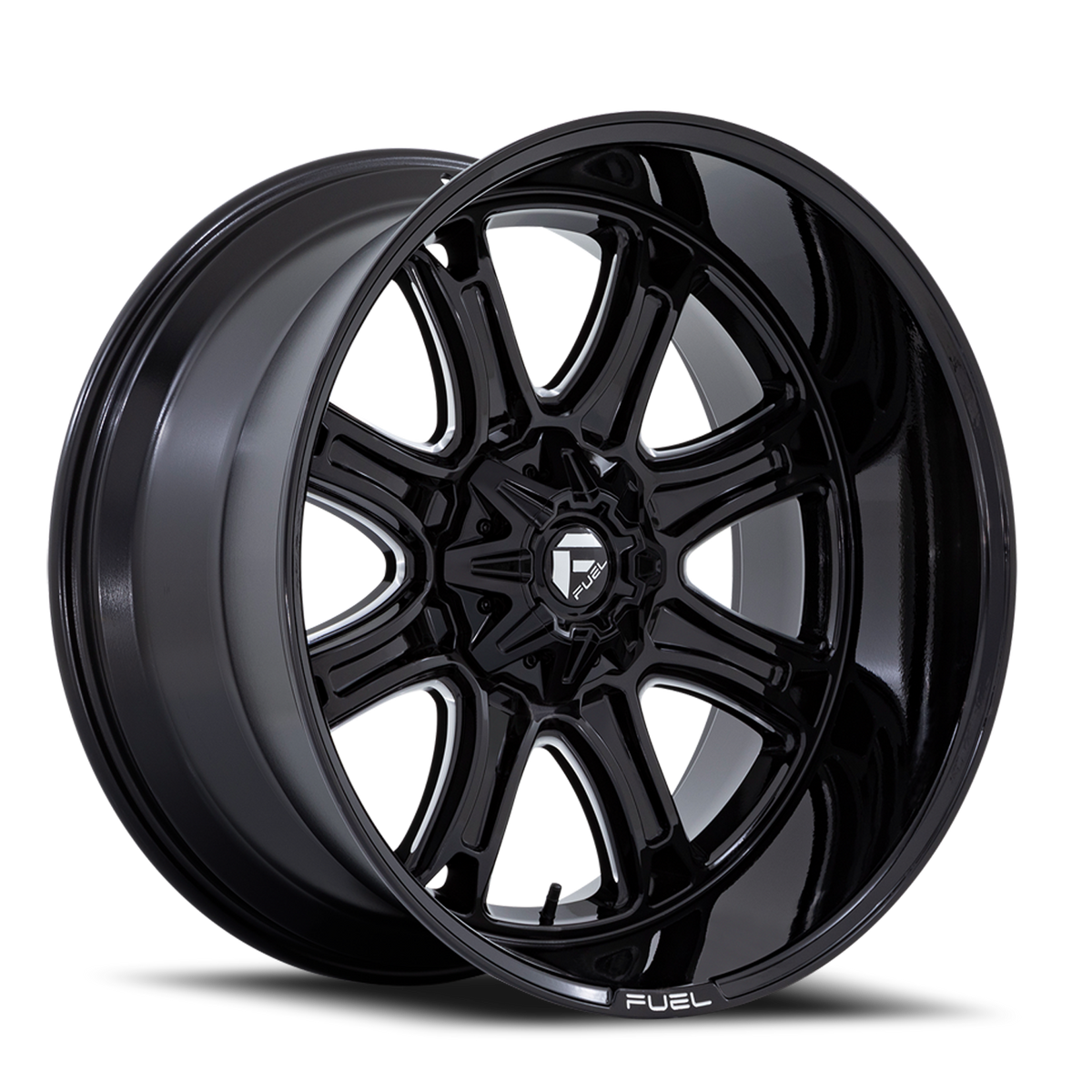 Aluminum 24X12 Darkstar FC853BE Gloss Black/Milled Fuel Off Road Wheels-3