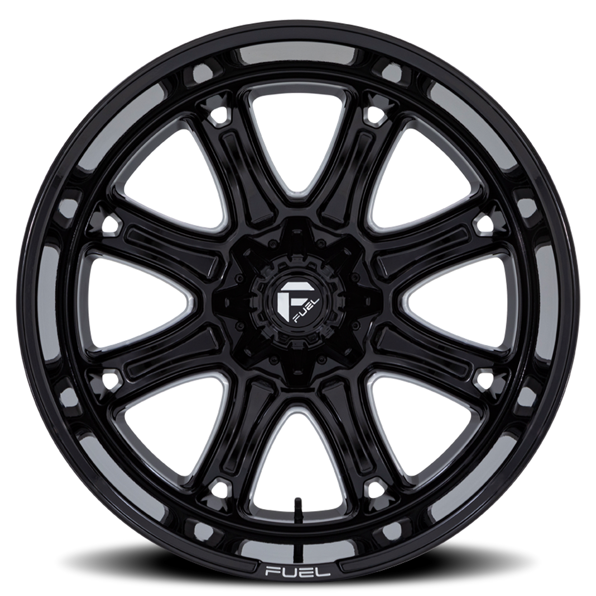 Aluminum 24X12 Darkstar FC853BE Gloss Black/Milled Fuel Off Road Wheels-2