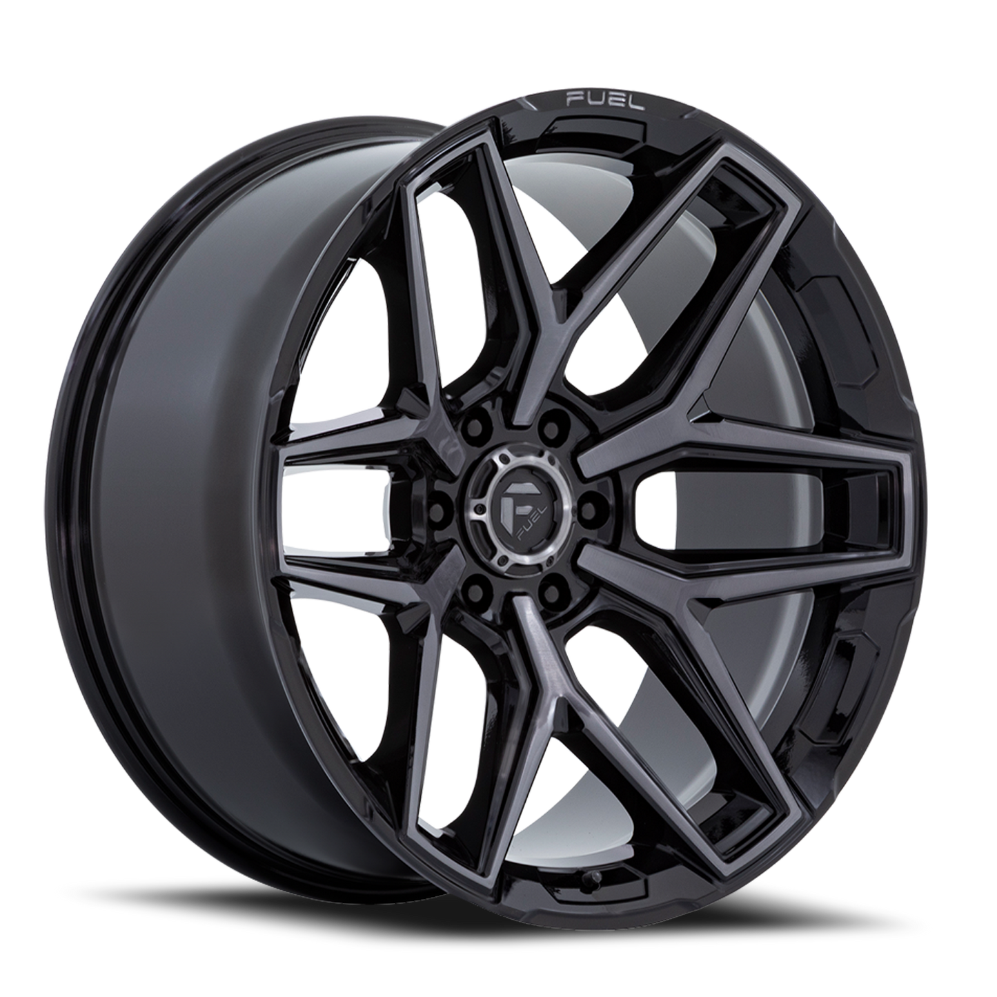 Aluminum 18X9 Flux 6 FC854BT Gloss Black Brushed Gray Tint Fuel Off Road Wheels-3