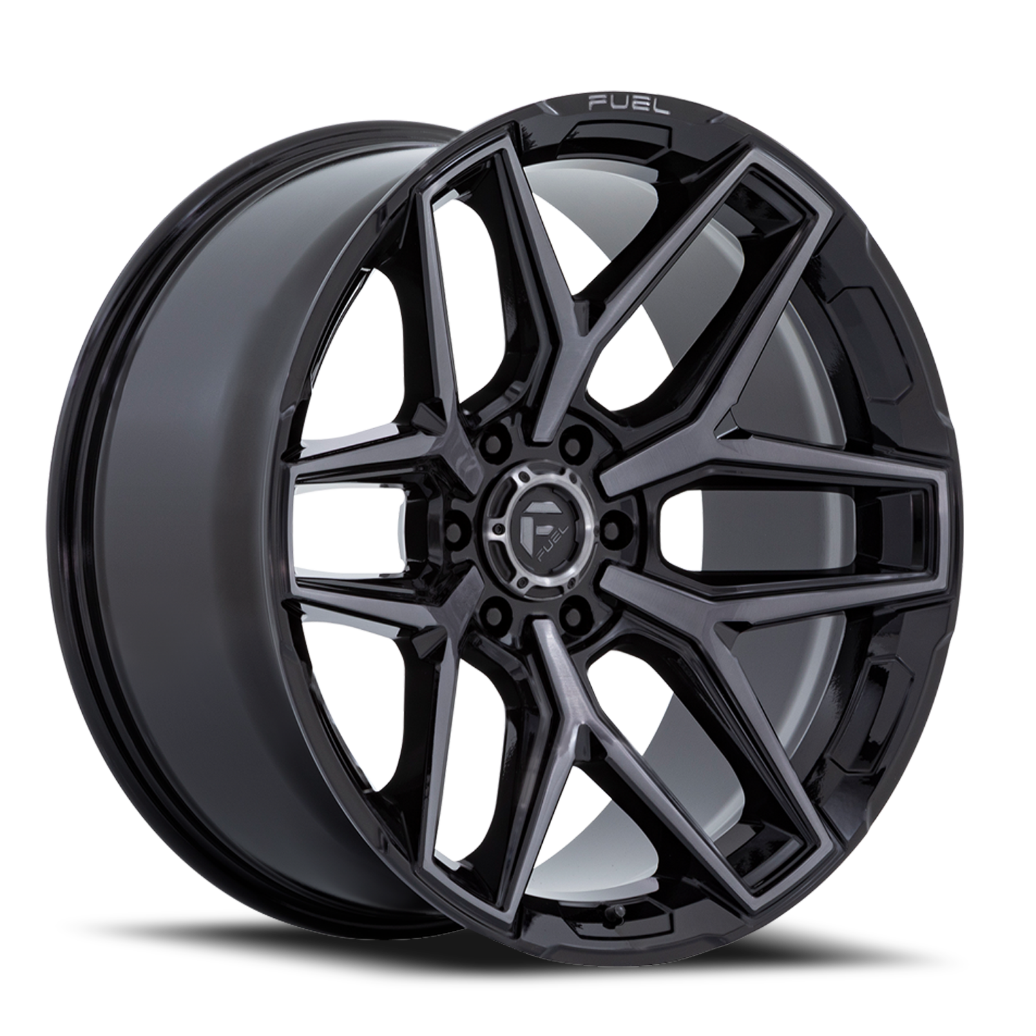Aluminum 18X9 Flux 6 FC854BT Gloss Black Brushed Gray Tint Fuel Off Road Wheels