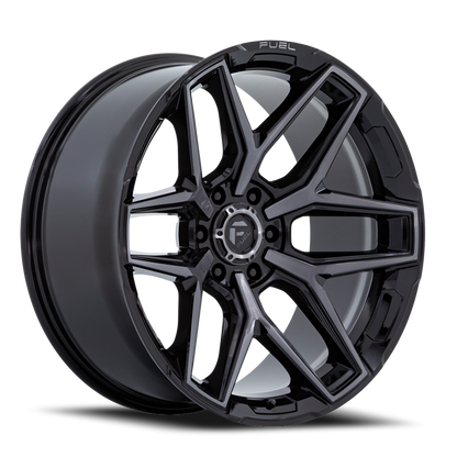 Aluminum 18X9 Flux 6 FC854BT Gloss Black Brushed Gray Tint Fuel Off Road Wheels