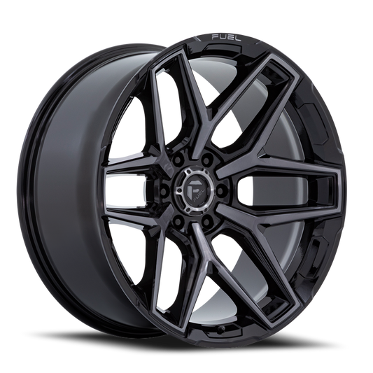 Aluminum 18X9 Flux 6 FC854BT Gloss Black Brushed Gray Tint Fuel Off Road Wheels