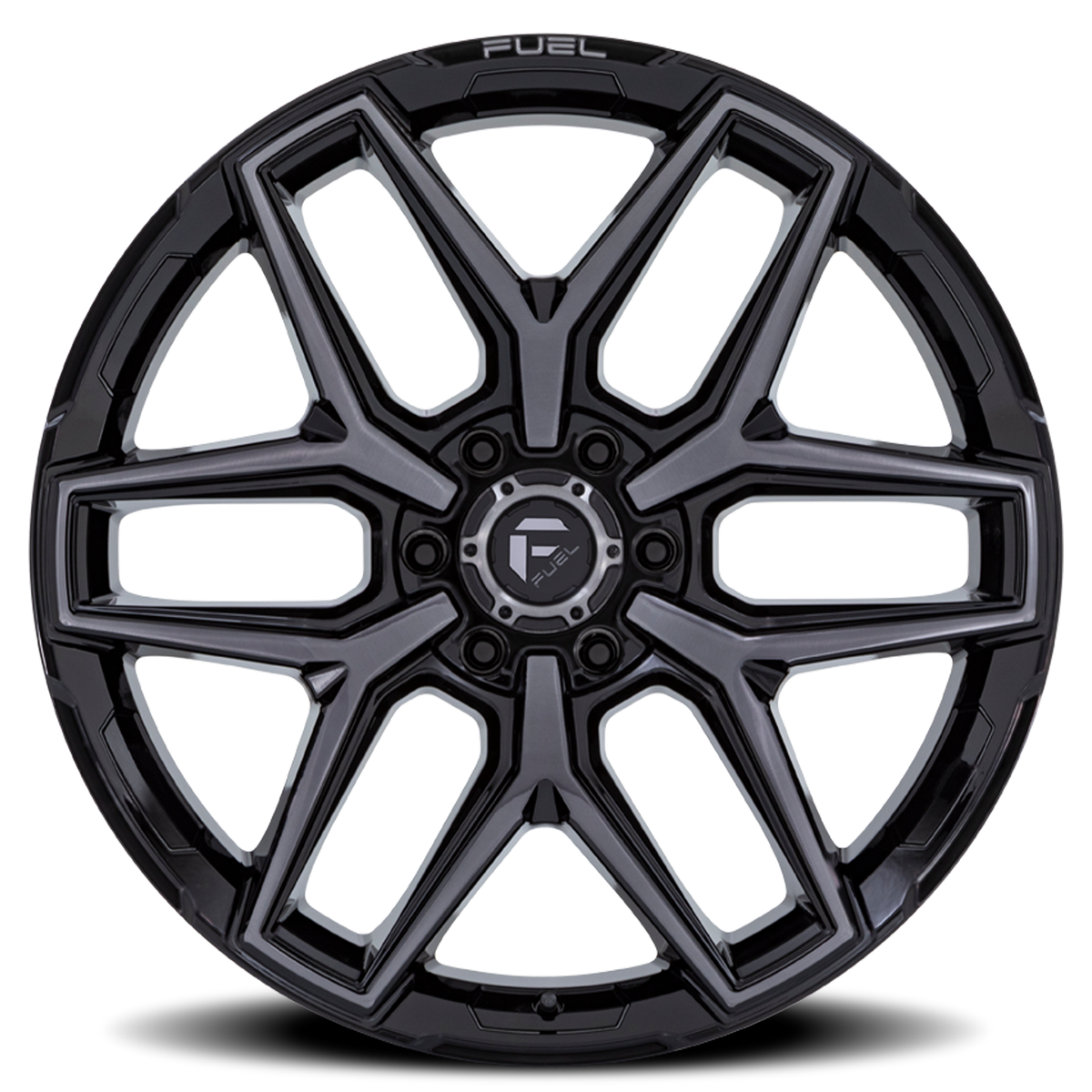 Aluminum 18X9 Flux 6 FC854BT Gloss Black Brushed Gray Tint Fuel Off Road Wheels-2