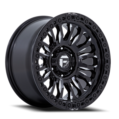 Aluminum 17X9 Rincon SBL FC857BE Gloss Black Milled Fuel Off Road Wheels-36