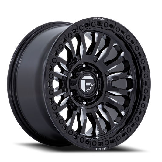 Aluminum 17X9 Rincon SBL FC857BE Gloss Black Milled Fuel Off Road Wheels
