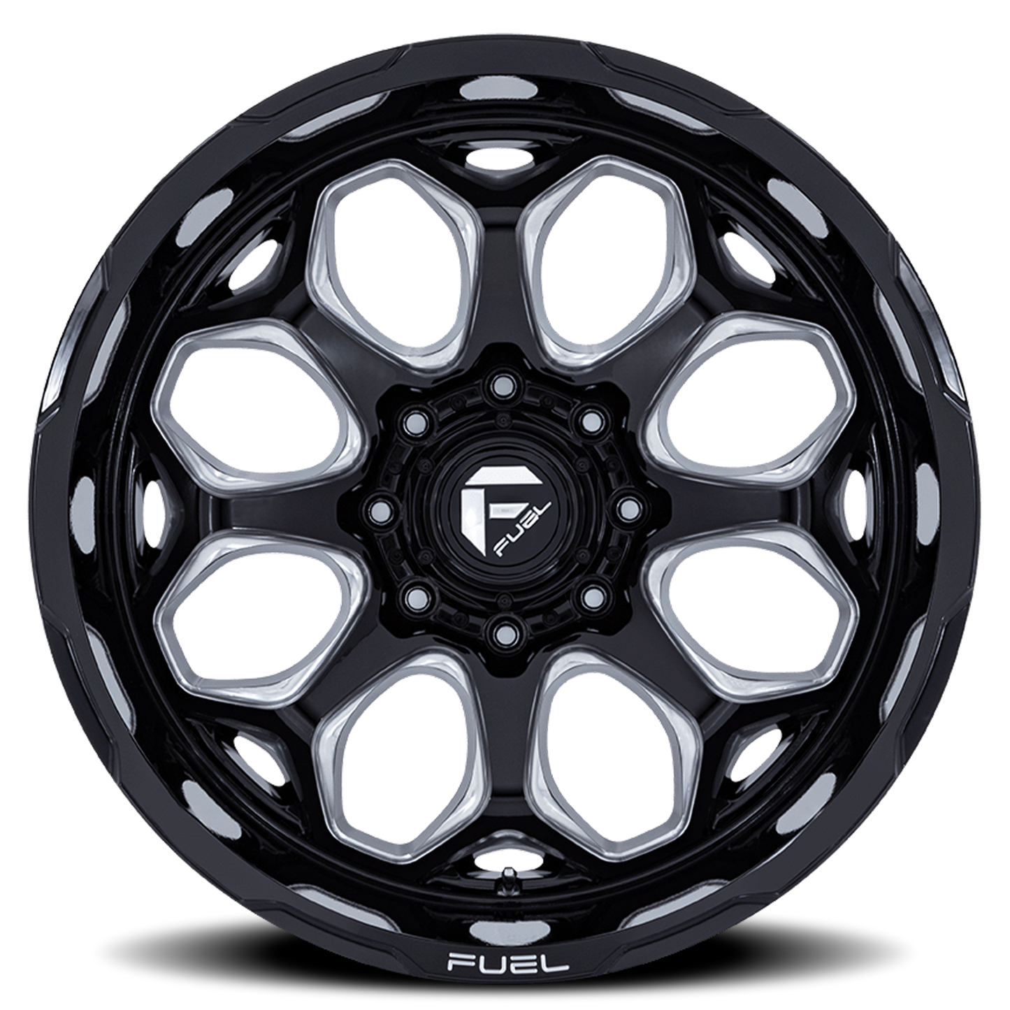Aluminum 20X9 Scepter FC862 BE Gloss Black Milled Fuel Off Road Wheels-5
