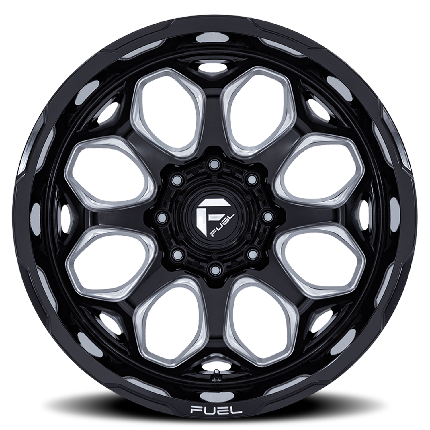 Aluminum 20X9 Scepter FC862 BE Gloss Black Milled Fuel Off Road Wheels-5