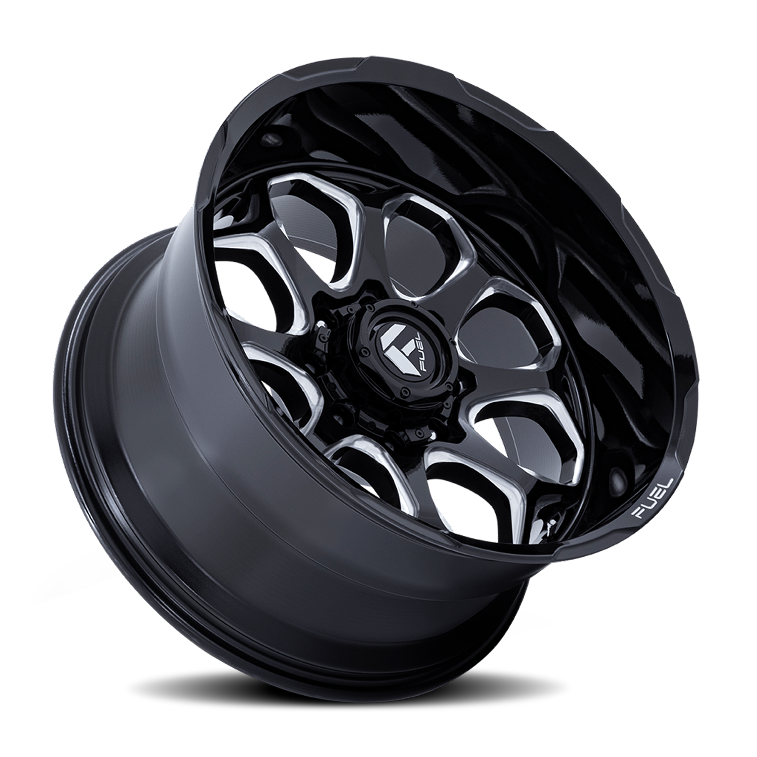 Aluminum 22X10 Scepter FC862 BE Gloss Black Milled Fuel Off Road Wheels-16