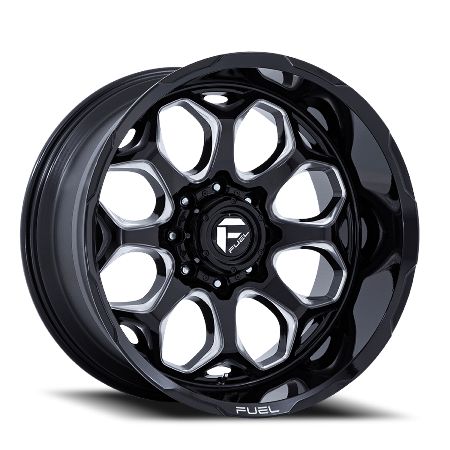 Aluminum 22X12 Scepter FC862 BE Gloss Black Milled Fuel Off Road Wheels