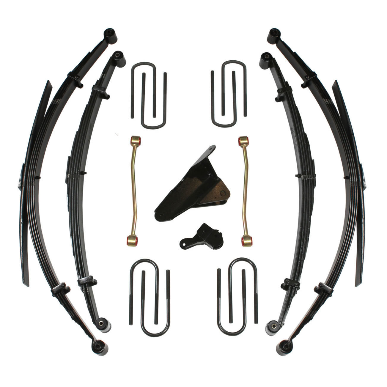 Lift Kit 6 Inch Lift 00-05 Ford Excursion Includes Front/Rear Leaf Springs Track Bar Brackets Front/Rear U Bolt Kits Spring Bushings Sway Bar Links Skyjacker