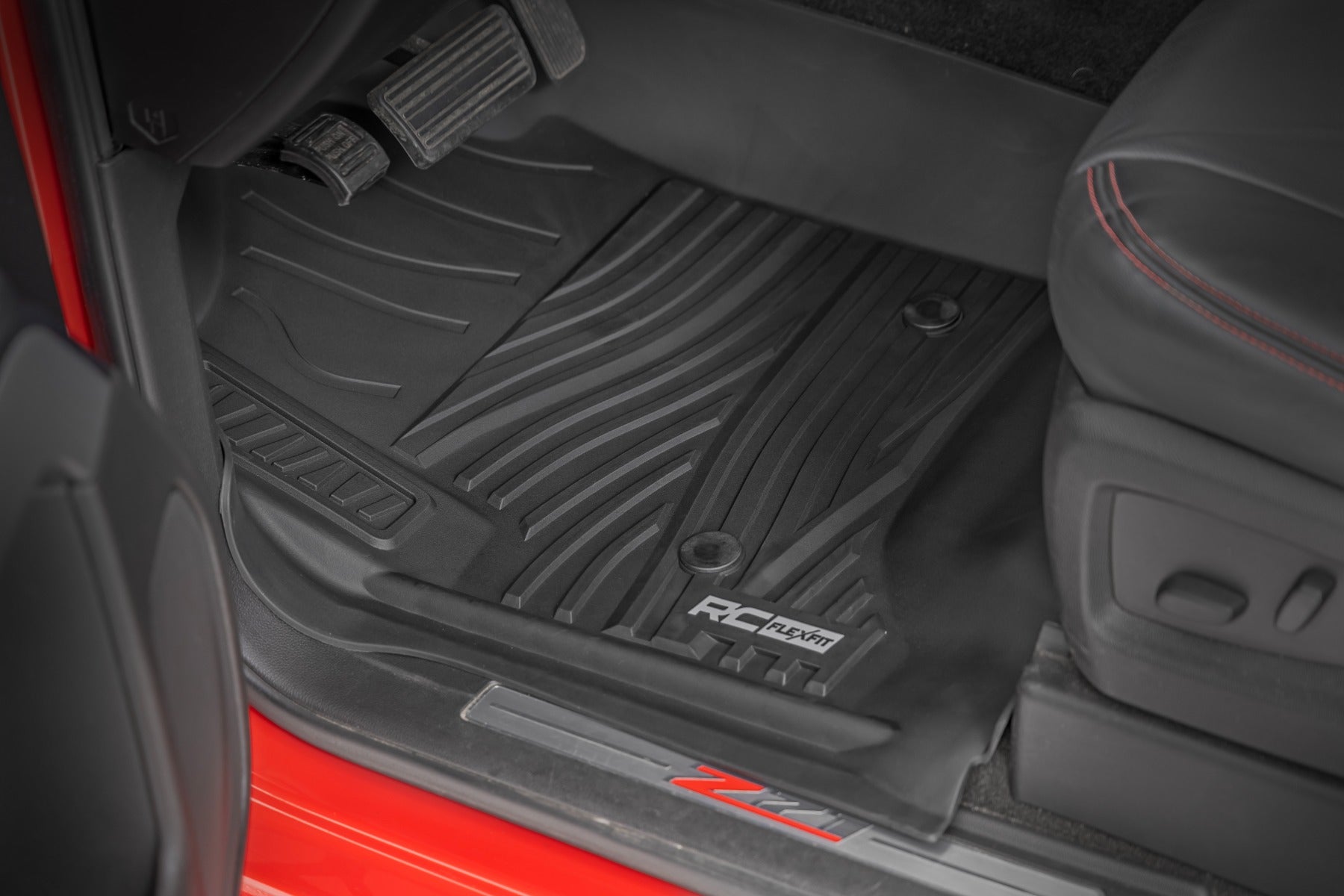 Flex-Fit Floor Mats FR & RR FR Bucket Crew Silverado/Sierra 1500/2500HD/3500HD 2WD/4WD Rough Country-1