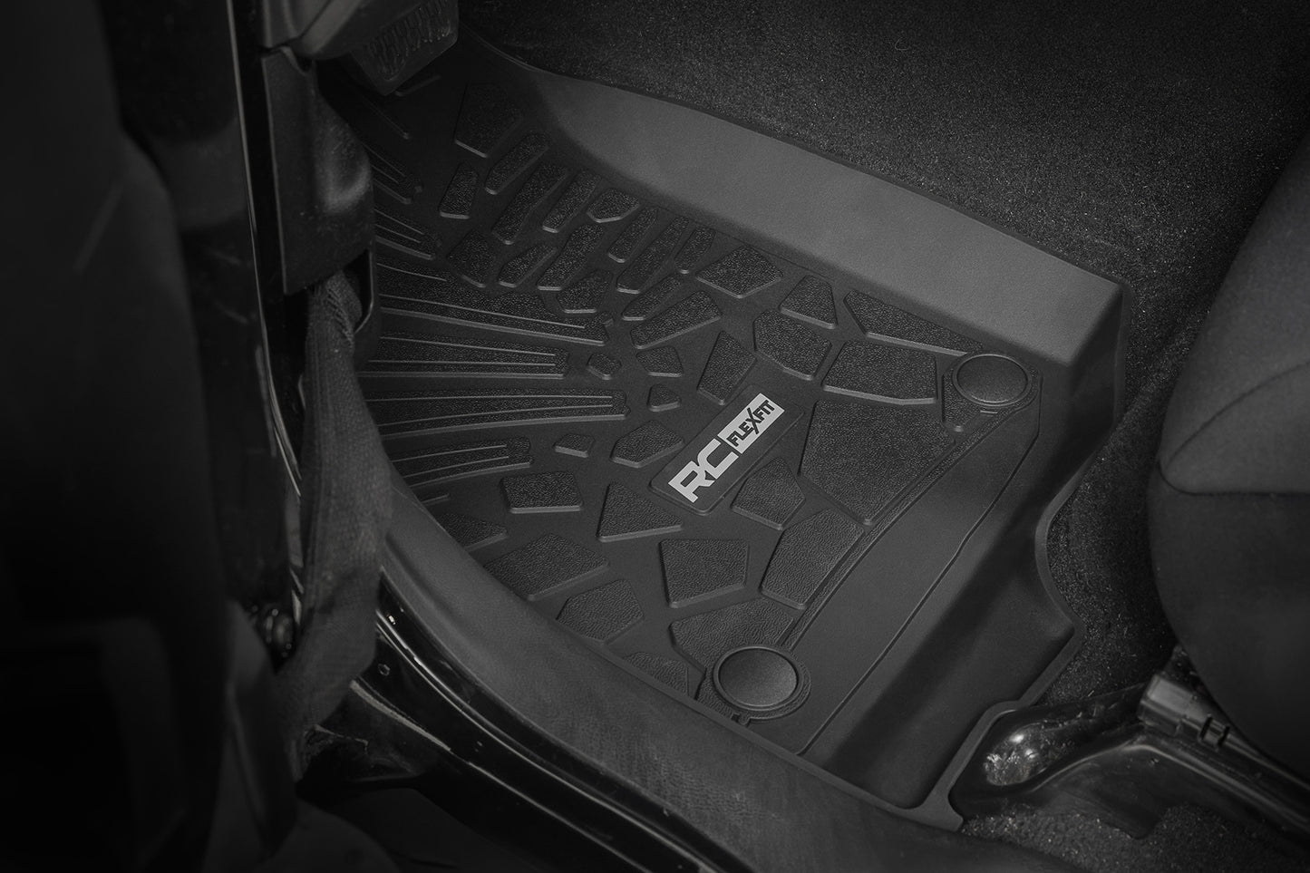 Flex Fit Floor Mats FR 2 Door Jeep Wrangler JL 4WD (2018-2026) Rough Country-1