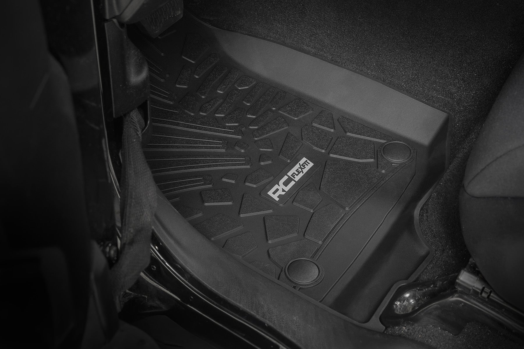 Flex Fit Floor Mats FR 2 Door Jeep Wrangler JL 4WD (2018-2026) Rough Country-1