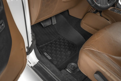 Floor Mats FR & RR 4 Door Jeep Wrangler Unlimited 4WD (2014-2018) Rough Country-1