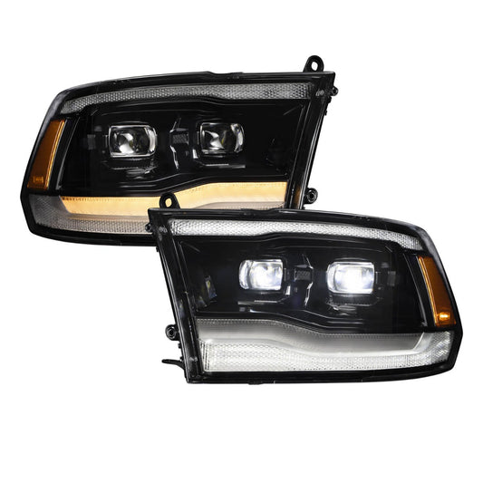 09-18 Ram 1500/2500/3500 and 19+ Ram 1500 Classic Sequential LED Projector Headlights Pair Form Lighting