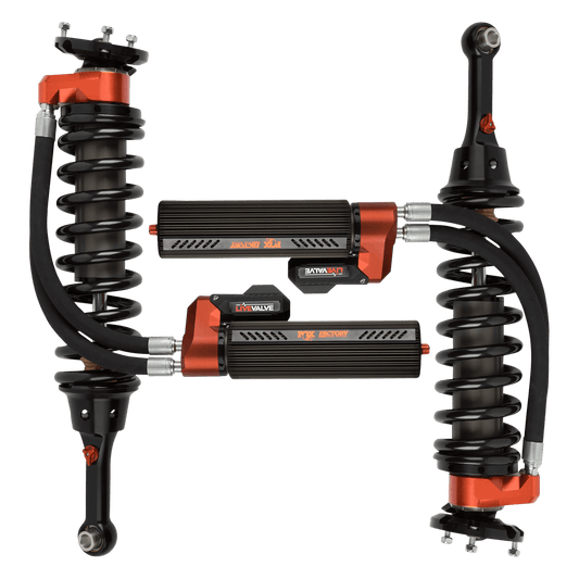 Fox Factory 19-Up Ford Raptor Front Coilover Live Valve Internal Bypass Factory Race 3.0 Remote Reservoir 7.9 Inch 0-2 Inch Lift Fox Offroad Shocks