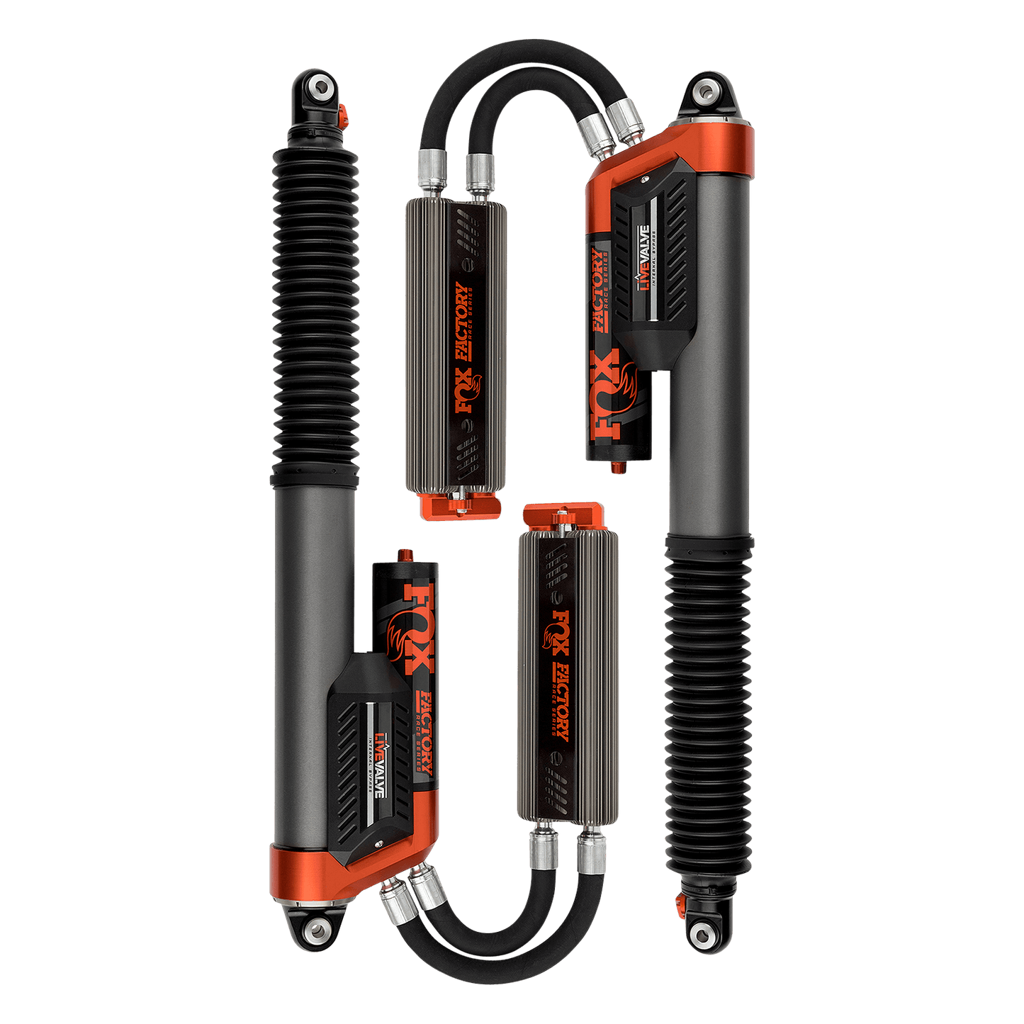 Fox Factory 19-Up Ford Raptor Rear Live Valve Internal Bypass Factory Race 3.0 Piggback External Cooler 12.3 Inch 0-1 Inch Lift Fox Offroad Shocks