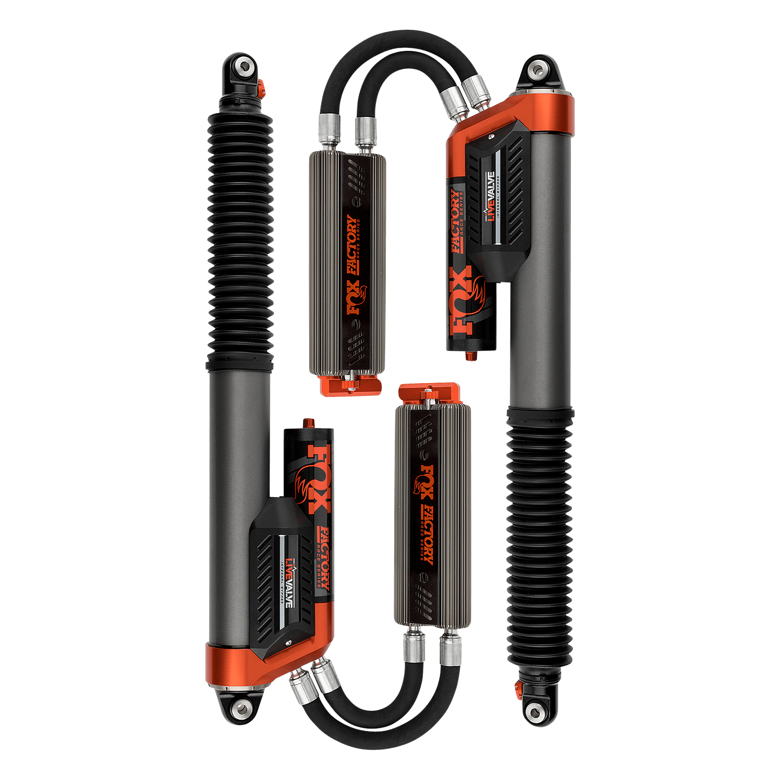 Fox Factory 19-Up Ford Raptor Rear Live Valve Internal Bypass Factory Race 3.0 Piggback External Cooler 12.3 Inch 0-1 Inch Lift Fox Offroad Shocks