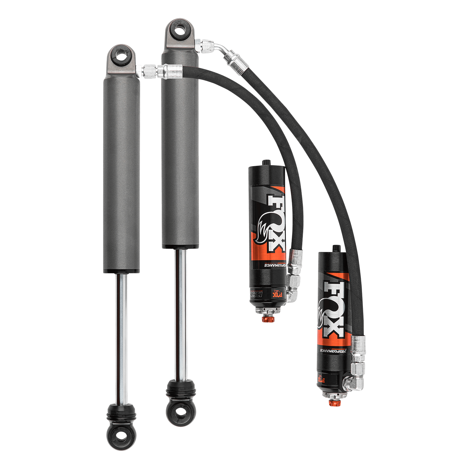 Fox Factory 2019-2024 Silverado/Sierra 1500 Rear Performance Elite 2.5 Remote Reservoir 10.5 Inch Non-TB/Non-AT4 2.5-4 Inch Lift TB/AT4 0-2 Inch Lift Dual Speed Compression Adjuster Fox Offroad Shocks