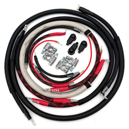 Ford Powerstroke 7.3 Diesel F250/F350 OBS Battery Cable Kit (90-97) 2/0GA w/Black Red/Spyder Wrap Big7Kits-1