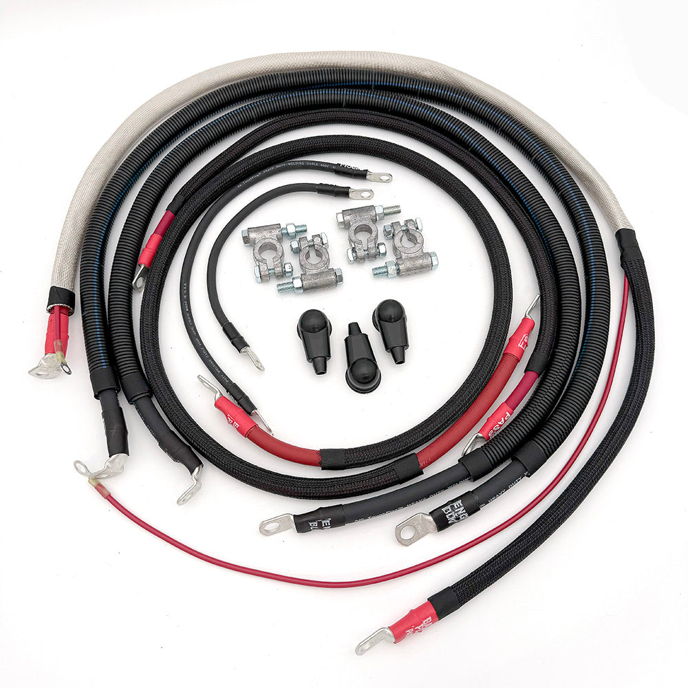 Ford Powerstroke 7.3 Diesel F250/F350 Battery Cable Kit (99-03) Angled 90 2/0GA Big7Kits-2