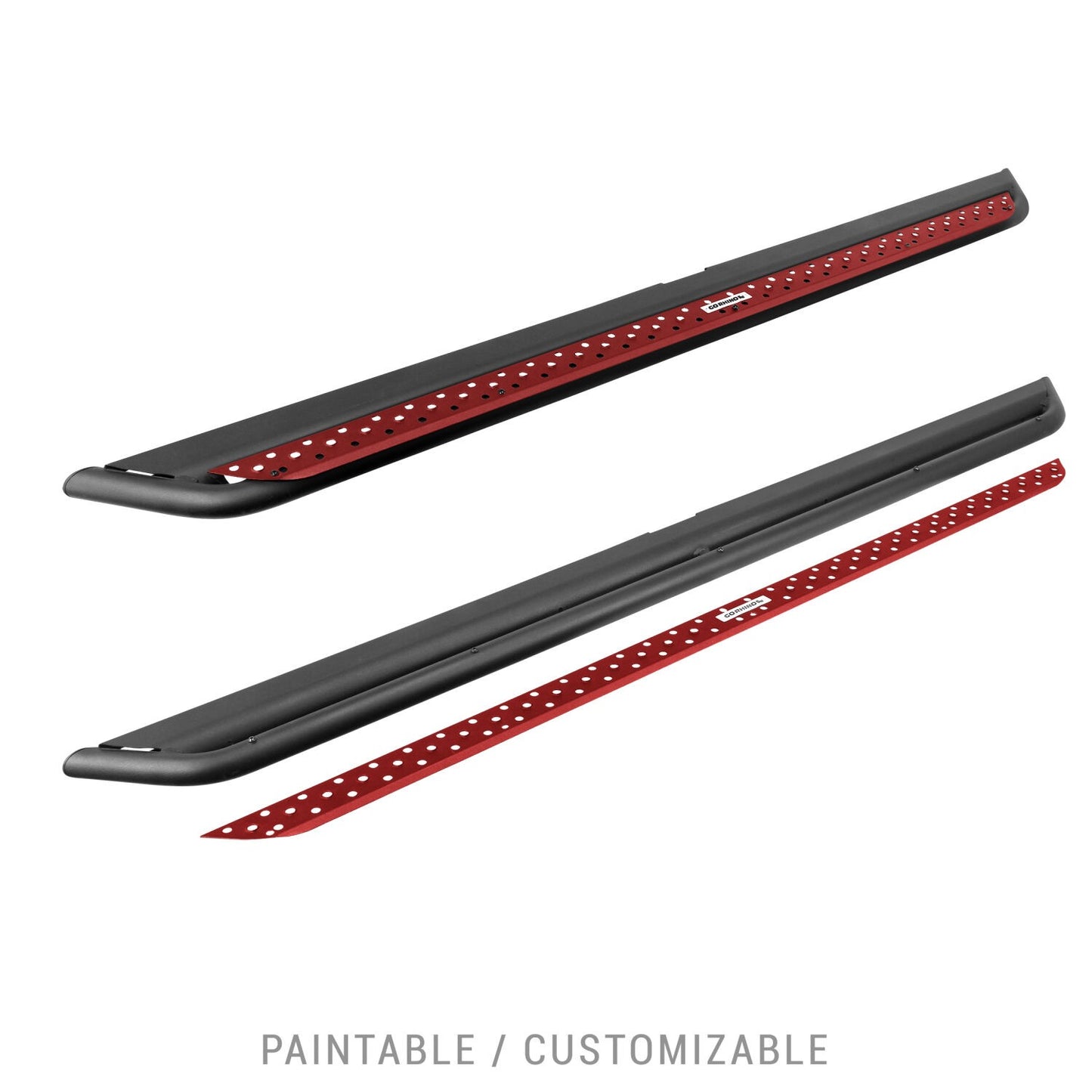 Dominator Xtreme D6 SideSteps Cab Length Body Mount Slider Design on the bottom surface With Frame Mounted Bracket Kit Textured Black 2018-2026 Jeep Wrangler Go Rhino-3