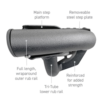 Dominator Xtreme DT SideSteps With Frame Mounted Bracket Kit Textured Black 2005-2023 Toyota Tacoma Go Rhino-4