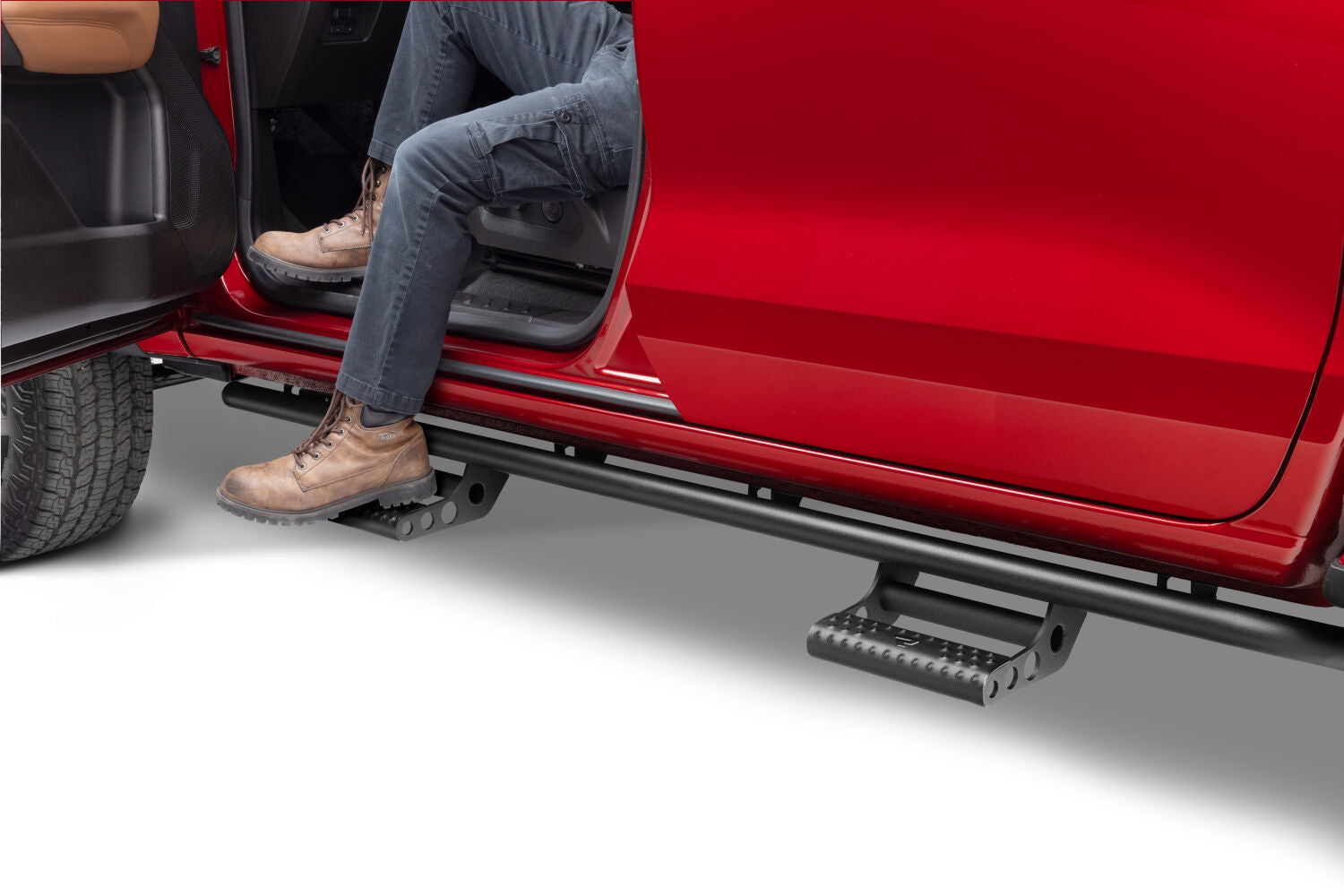 RKR Step System Cab Length (2 Step Mounts/2 Steps per Side) 1.75 Inch Rails 2015-2025 Chevy Colorado/GMC Canyon Crew Cab Textured Black NFab-5