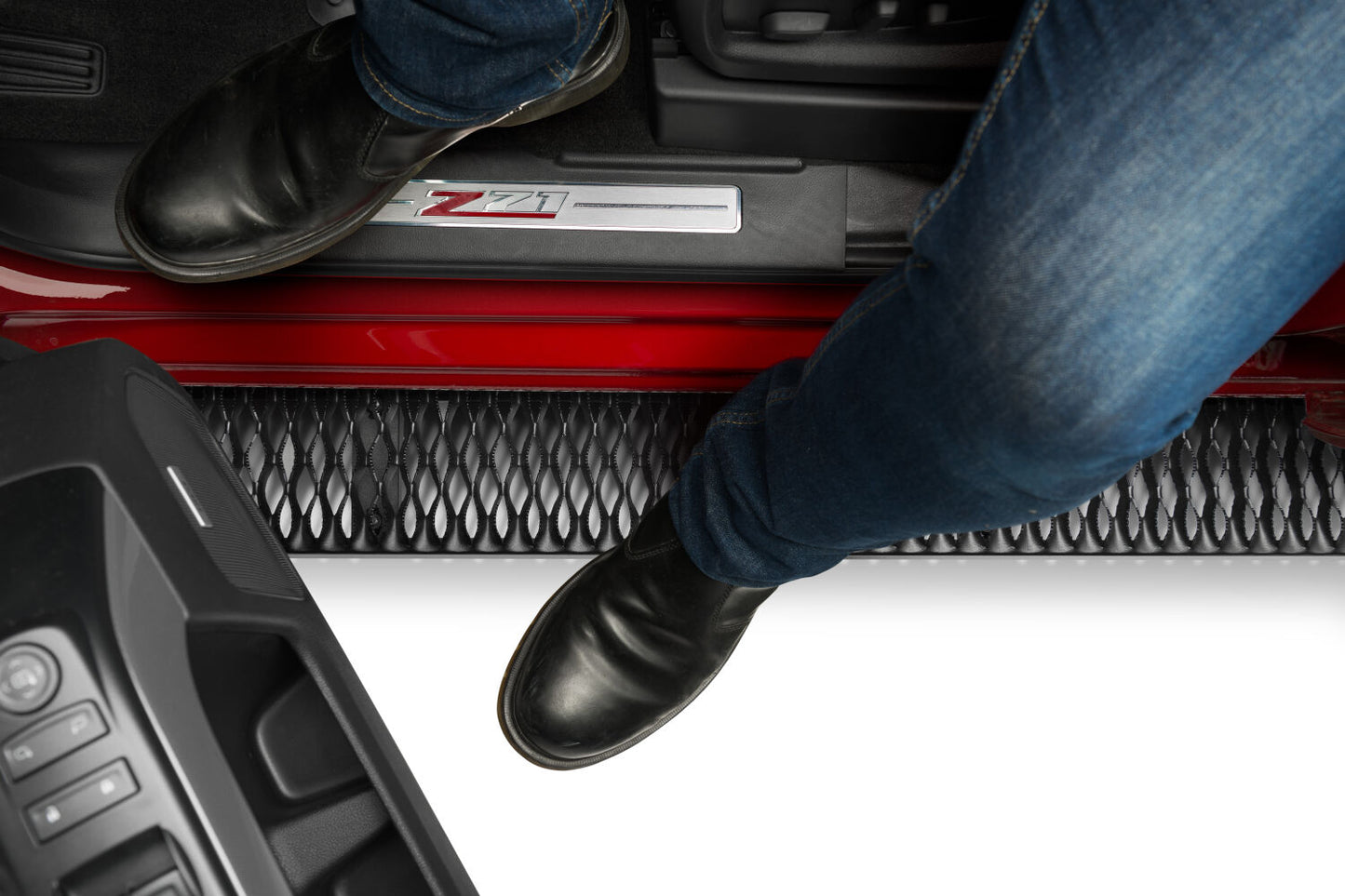 Growler Step System Cab Length (1 Step per Side)-7 Inch Board-2007-2018 (2019 Legacy/Limited) Chevy Silverado/GMC Sierra 1500/2007-2010 2500 HD/3500 HD Extended Cab-Diesel Engine/2007-2019 2500HD/3500HD Extended Cab-Gas Eng-Textured Black NFab-1