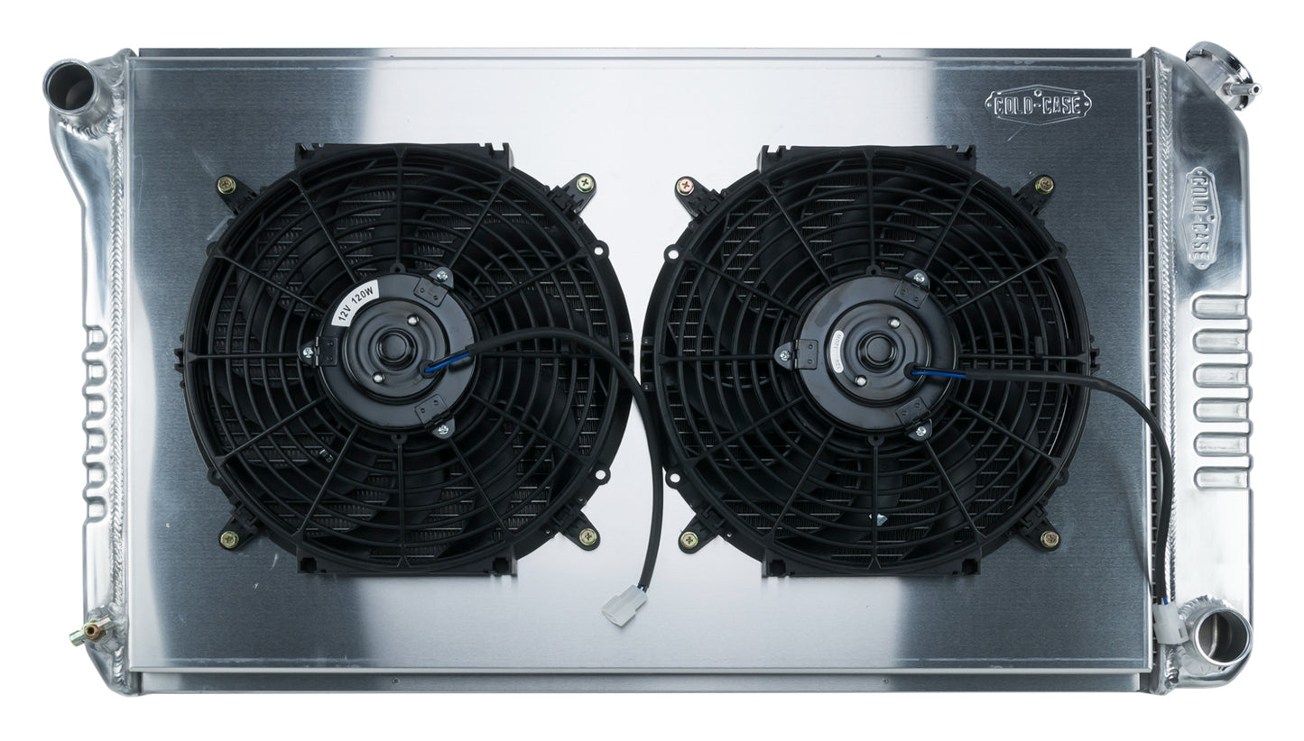 68-77 A-Body Aluminum Radiator Manual Dual 14 Inch Fan Kit Cold Case Radiators
