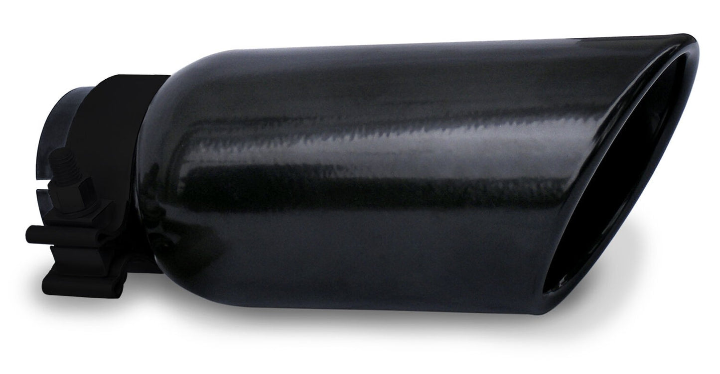 Black Powder Coated Stainless Steel Exhaust Tip 6 Inch Inlet Size: 2.0 Inch Outlet Size: 3.0 Inch Textured Black Go Rhino