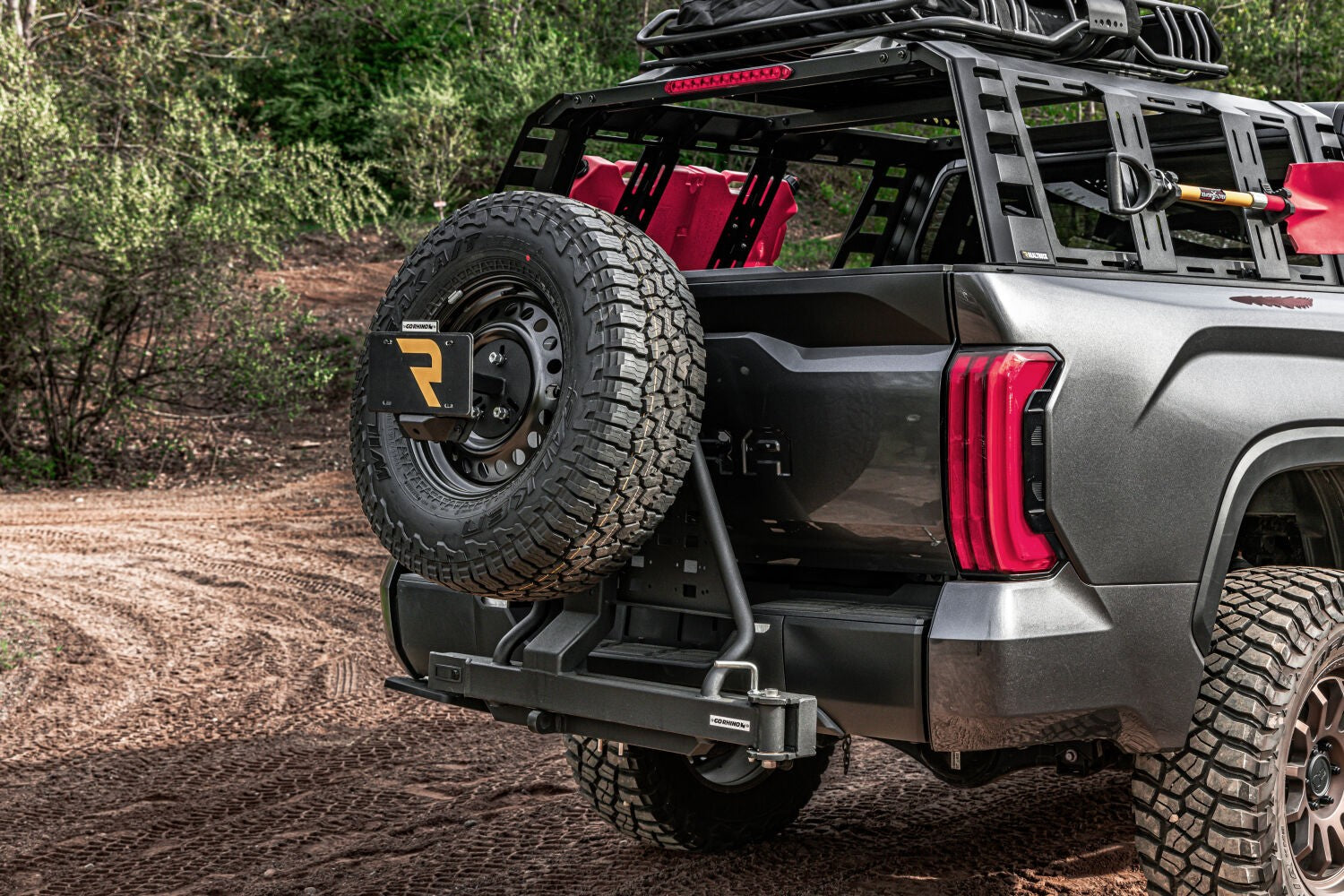 Swing A Way 2 Inch Hitch Mounted Tire Carrier Textured Black Go Rhino