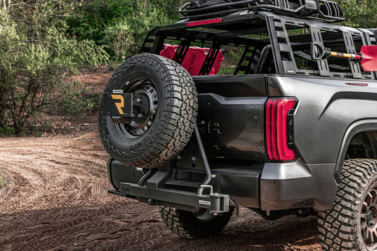 Swing A Way 2 Inch Hitch Mounted Tire Carrier Textured Black Go Rhino