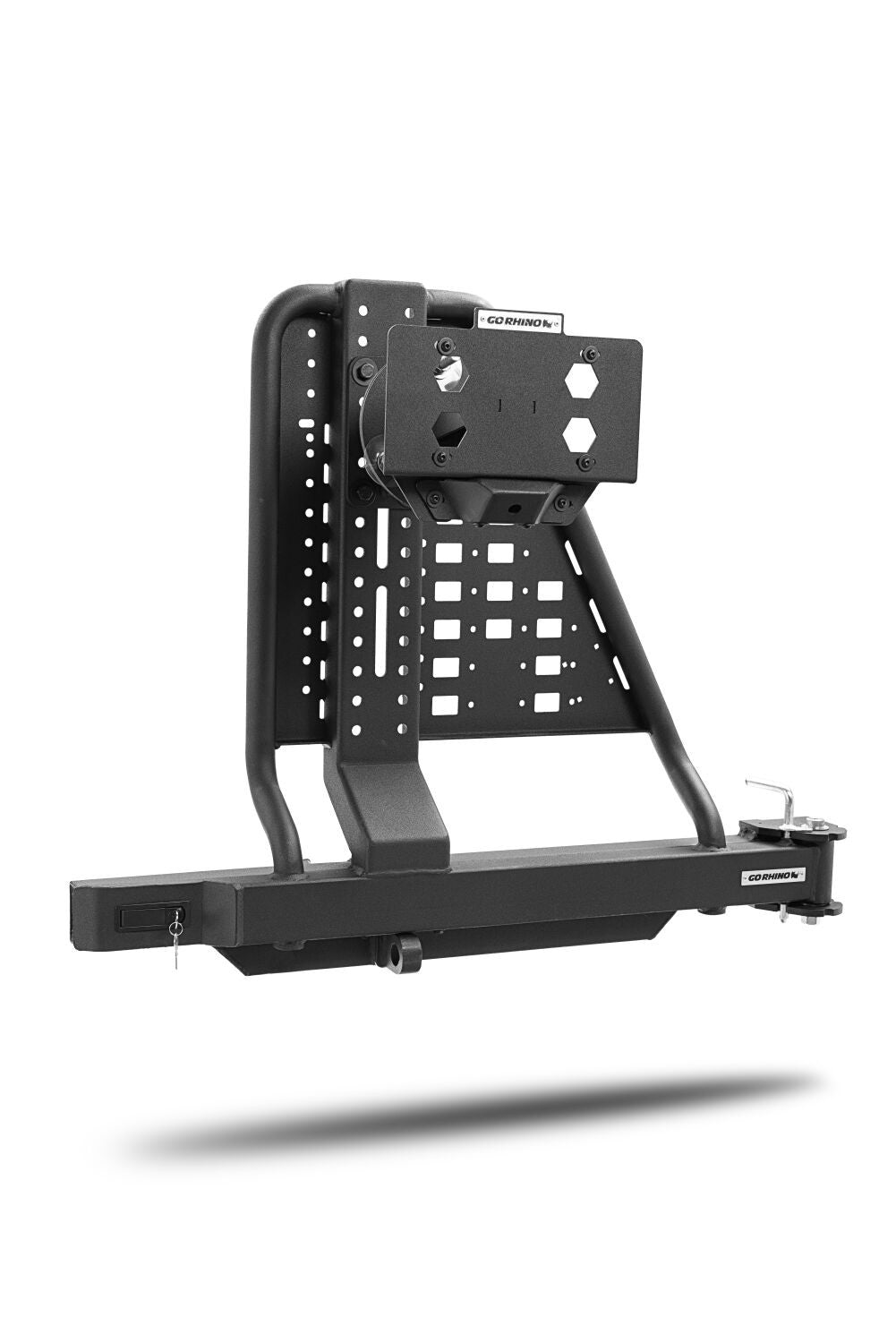 Swing A Way 2 Inch Hitch Mounted Tire Carrier Textured Black Go Rhino-12