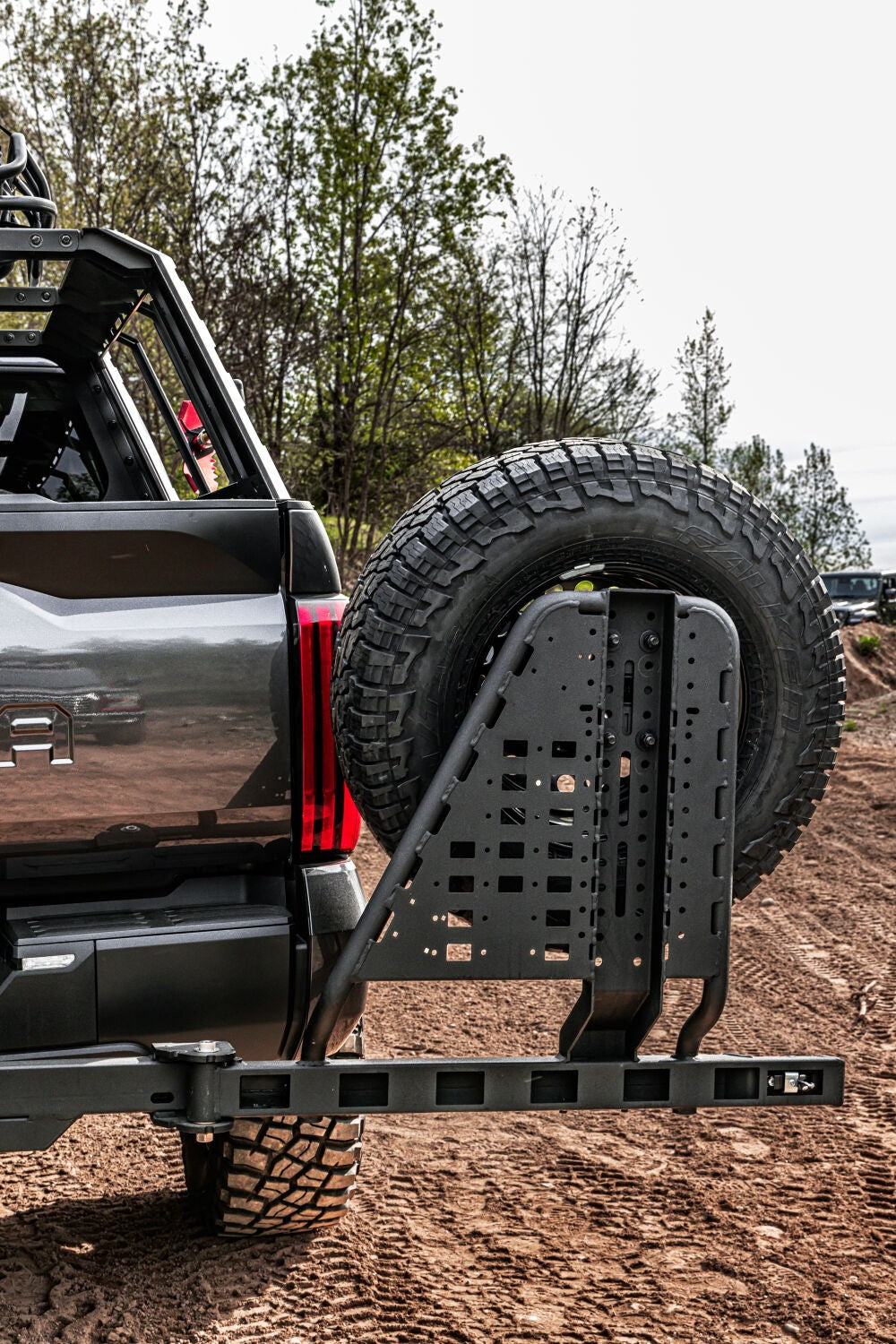 Swing A Way 2 Inch Hitch Mounted Tire Carrier Textured Black Go Rhino-3