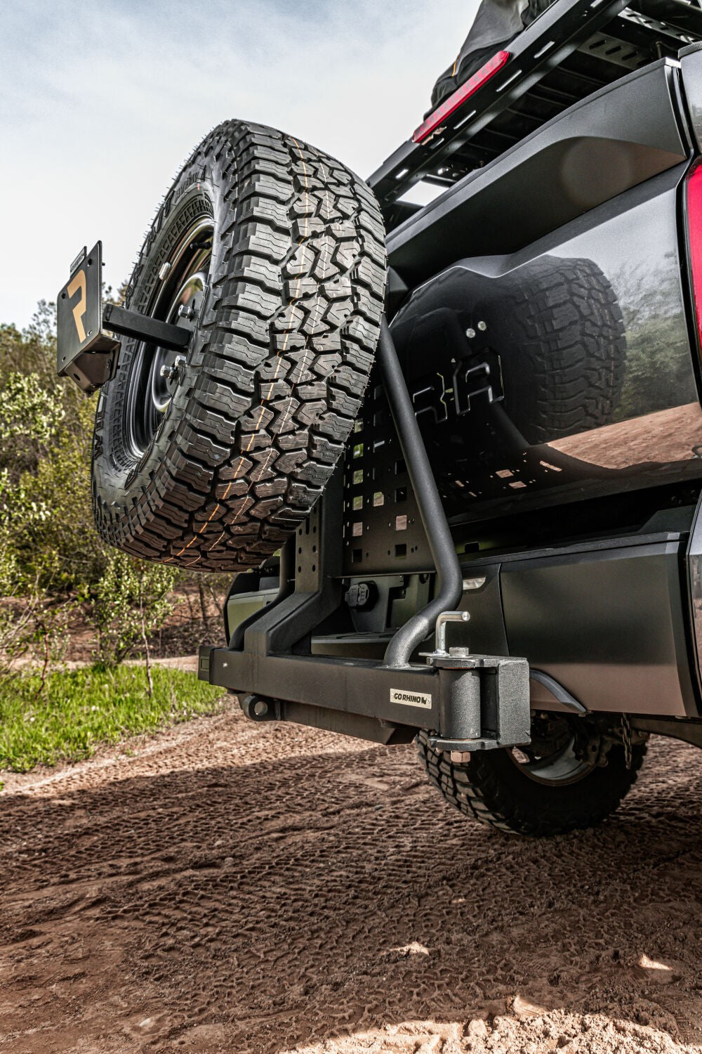 Swing A Way 2 Inch Hitch Mounted Tire Carrier Textured Black Go Rhino-5