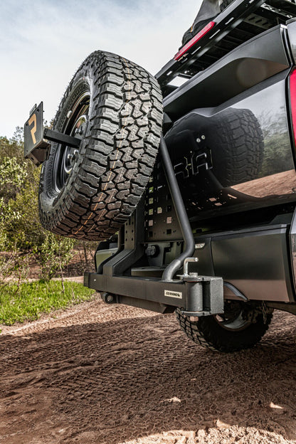 Swing A Way 2 Inch Hitch Mounted Tire Carrier Textured Black Go Rhino-5
