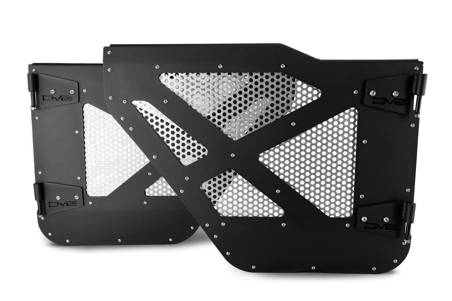 2018 2025 Jeep Gladiator JT WranglerJLU Rear Half Doors With Alum Mesh DV8 Offroad-3