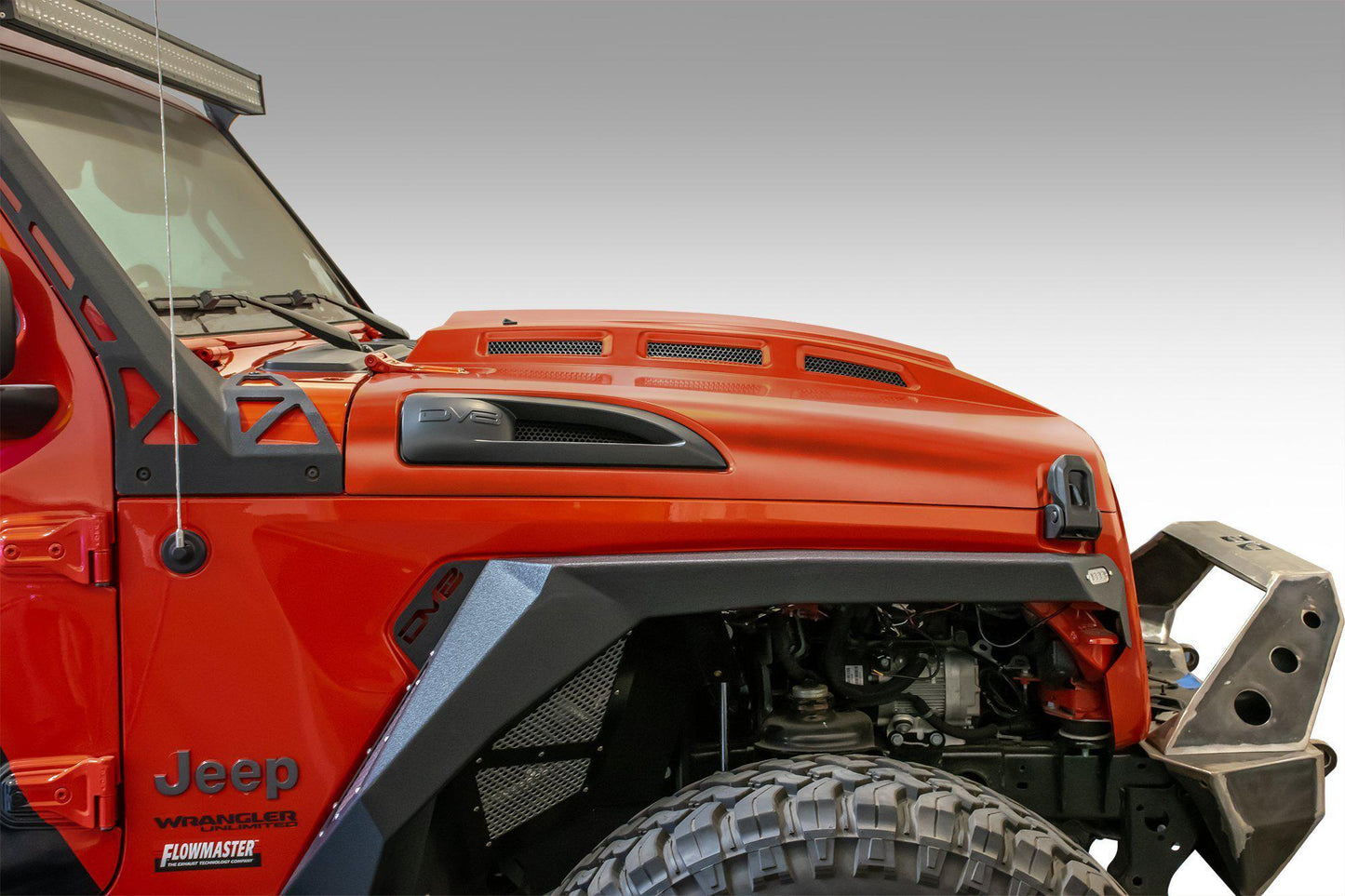 2018 2025 Jeep Wrangler JL JLU Gladiator JT Heat Dispersion Hood Non 392 or Non Mojave DV8 Offroad-1